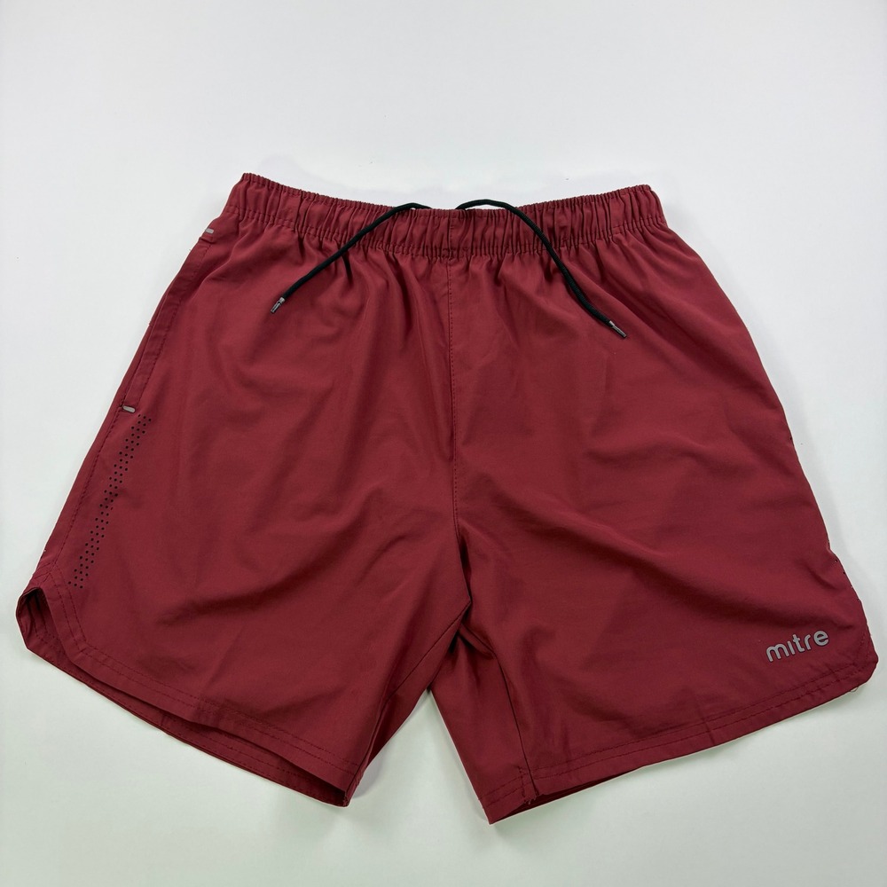 Mitre Performance Training Shorts Mens Medium Burgundy Stretch Soccer Athletic